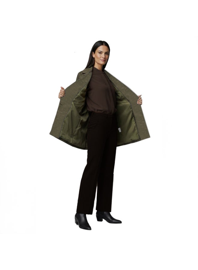 Smoky Egypt Smoky Suede Geo Print Quilted Jacket-Olive - Image 3